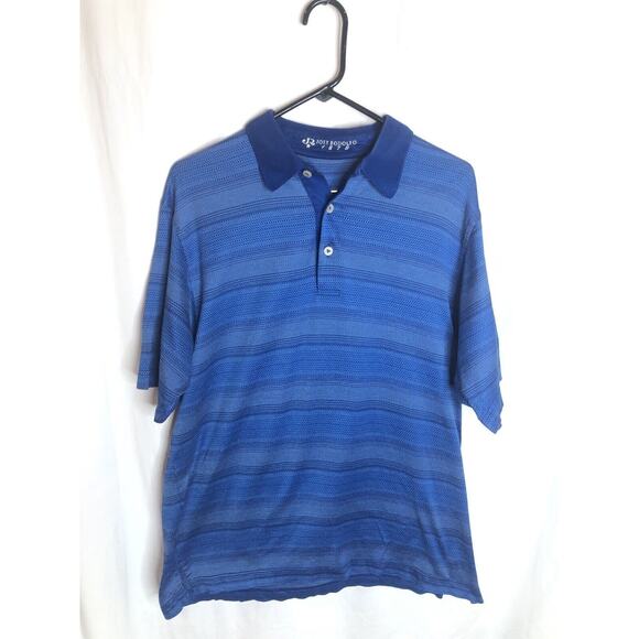 Joey Rodolfo 1879 Men's Sz M Short Sleeve Royal Blue Hokulia Striped Golf Shirt - Picture 1 of 9